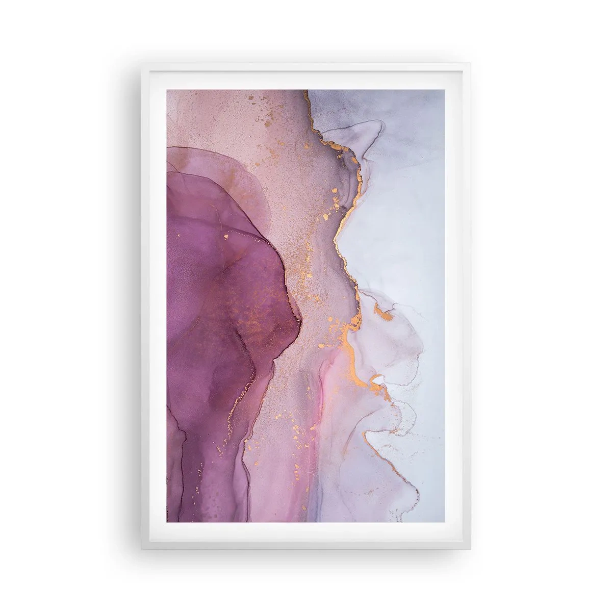 Affiche dans un cadre blanc - Poster - Vagues lilas et violettes - 61x91 cm