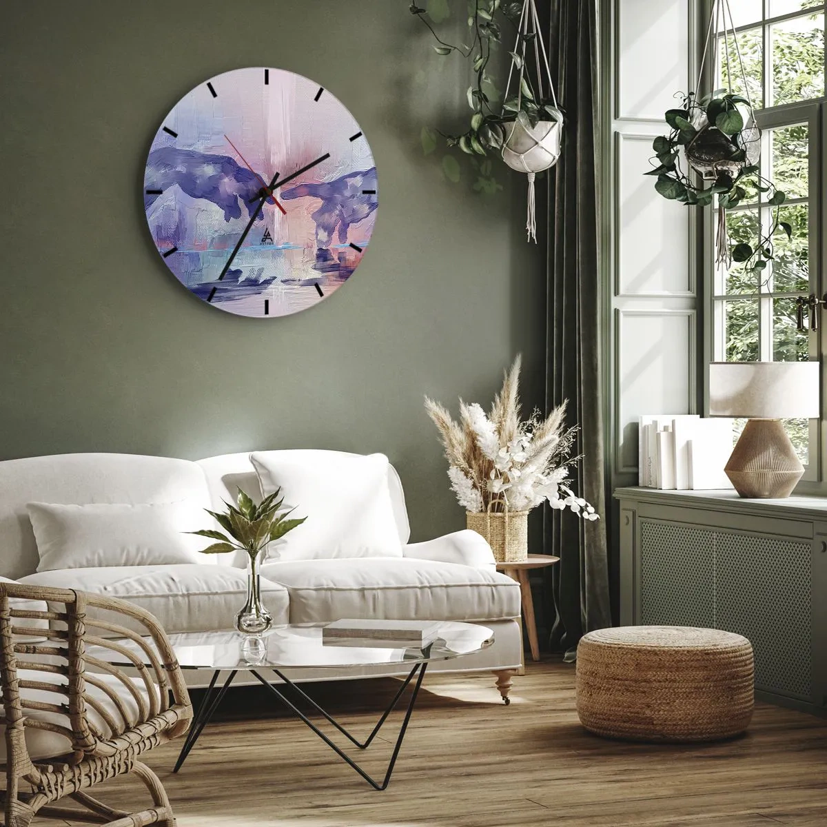 Horloge murale - Pendule murale - Deux mains dans une abstraction pastel inspirée de l'art - 30x30cm - Divine étincelle de vie - Décoration murale moderne pour le salon, la cuisine et la chambre ARTTOR