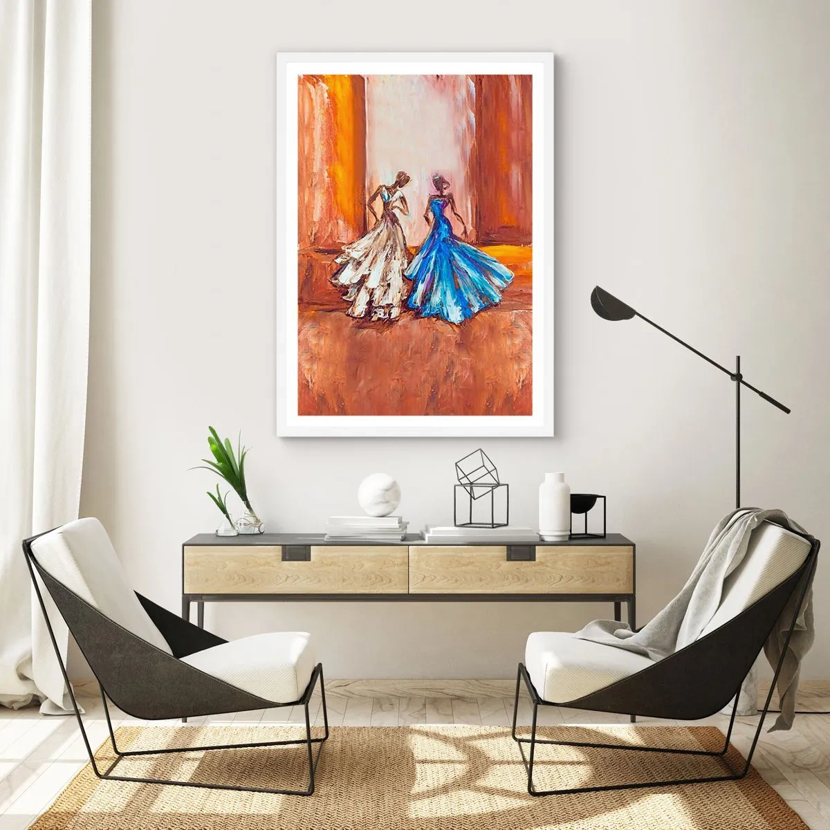 Affiche dans un cadre blanc - Poster - Un duo reconnaissant - 70x100 cm