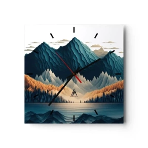 Horloge murale - Pendule murale - Montagnes pittoresques sur le lac au coucher du soleil - 30x30cm - Paysage de montagne parfait - Décoration murale moderne pour le salon et la chambre ARTTOR