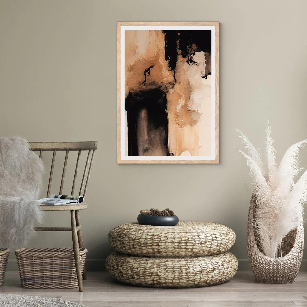 Affiche dans un chêne clair - Poster - Une abstraction intrigante - 40x50 cm