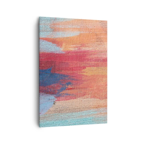 Impression sur toile - Image sur toile - Coups de pinceau abstraits et colorés - 70x100cm - Ecoulement de l'arc-en ciel - Décoration murale moderne pour le salon et la chambre ARTTOR