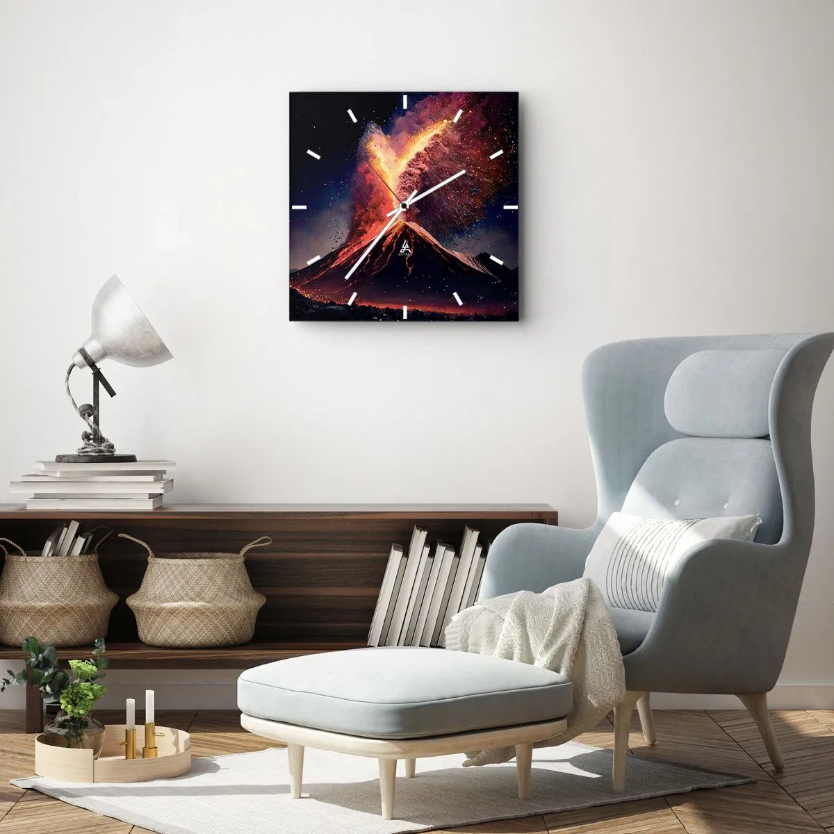 Horloge murale - Pendule murale - Une éruption volcanique unique la nuit avec des couleurs dynamiques. - 30x30cm - Beauté et horreur - Décoration murale moderne pour le salon et la chambre ARTTOR