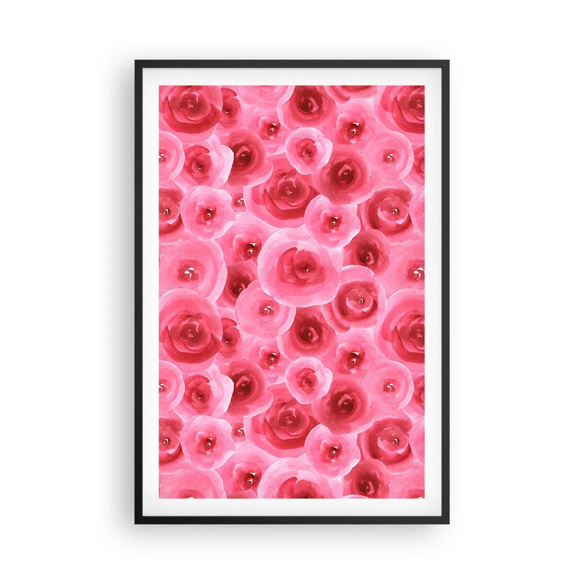 Affiche dans un cadre noir - Poster - Roses en-haut et en-bas - 61x91 cm