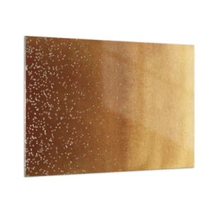 Impression sur verre - Image sur verre - Motif abstrait doré aux reflets fins - 100x70cm - Origine du monde - Décoration murale moderne pour le salon et la chambre ARTTOR