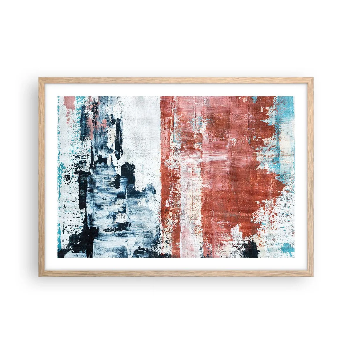 Affiche dans un chêne clair - Poster - Moitié-moitié abstrait - 70x50 cm