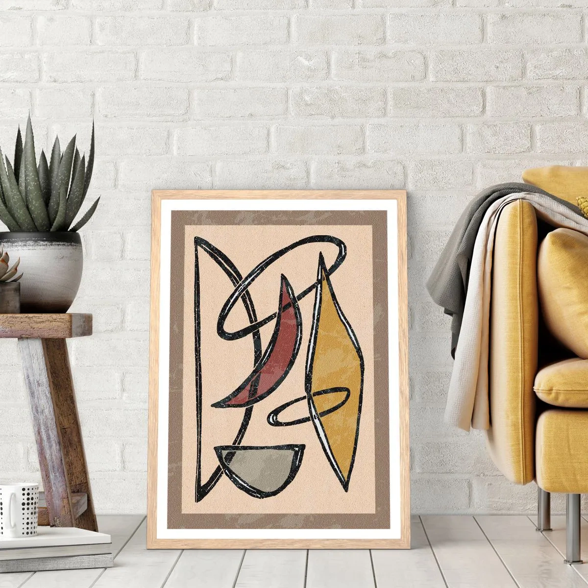 Affiche dans un chêne clair - Poster - Composition – arcs et ovales - 30x40 cm