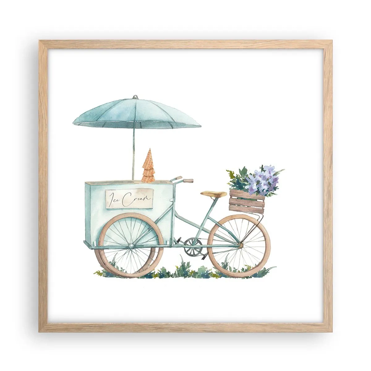 Affiche dans un chêne clair - Poster - Doux souvenir d'été - 50x50 cm