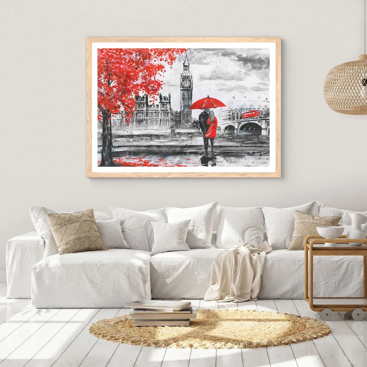 Affiche dans un chêne clair - Poster - Amoureux de Londres - 70x50 cm