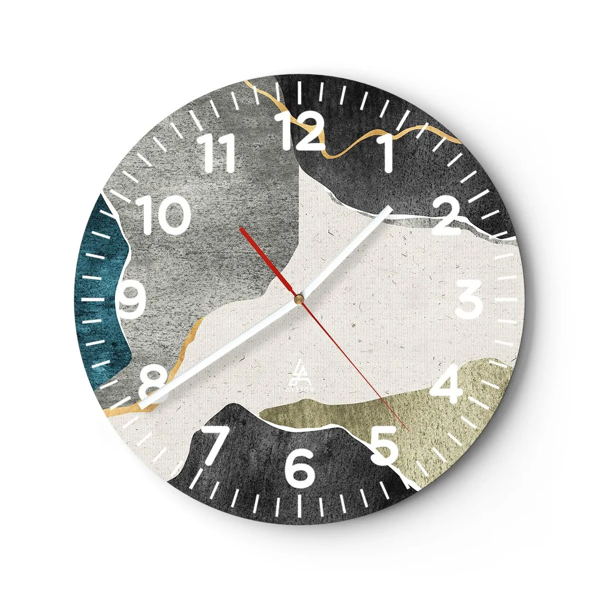 Horloge murale - Pendule murale - Composition mosaïque avec un fil d'or - 30x30 cm
