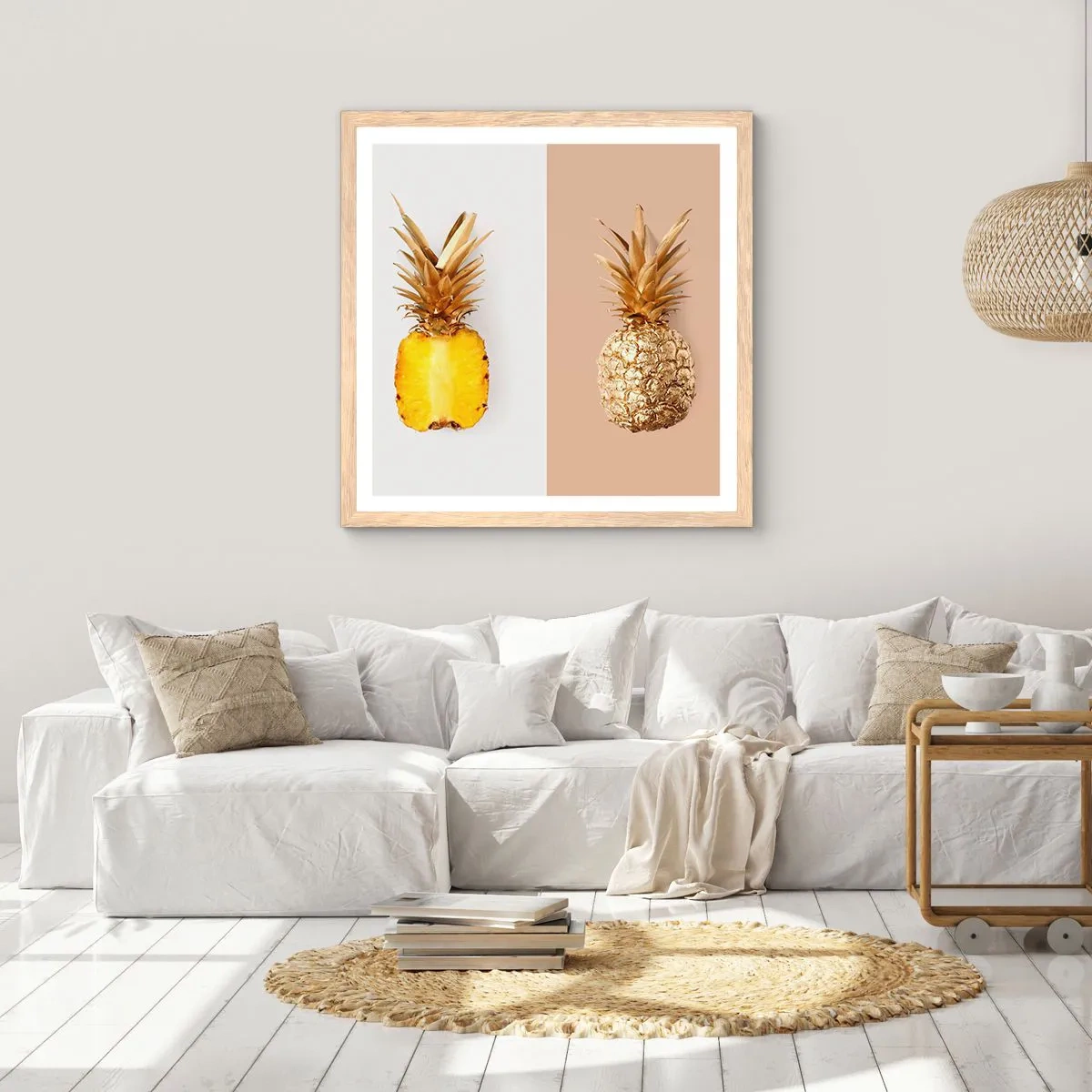 Affiche dans un chêne clair - Poster - Ananas pour nous - 30x30 cm
