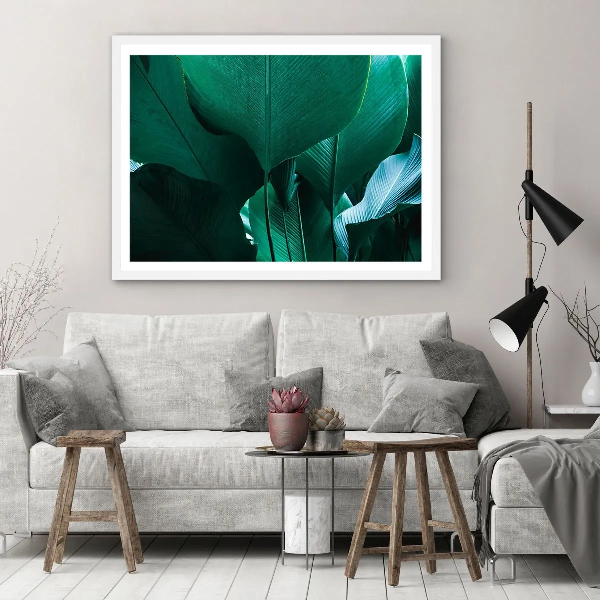 Affiche dans un cadre blanc - Poster - Tourné vers la lumière - 100x70 cm