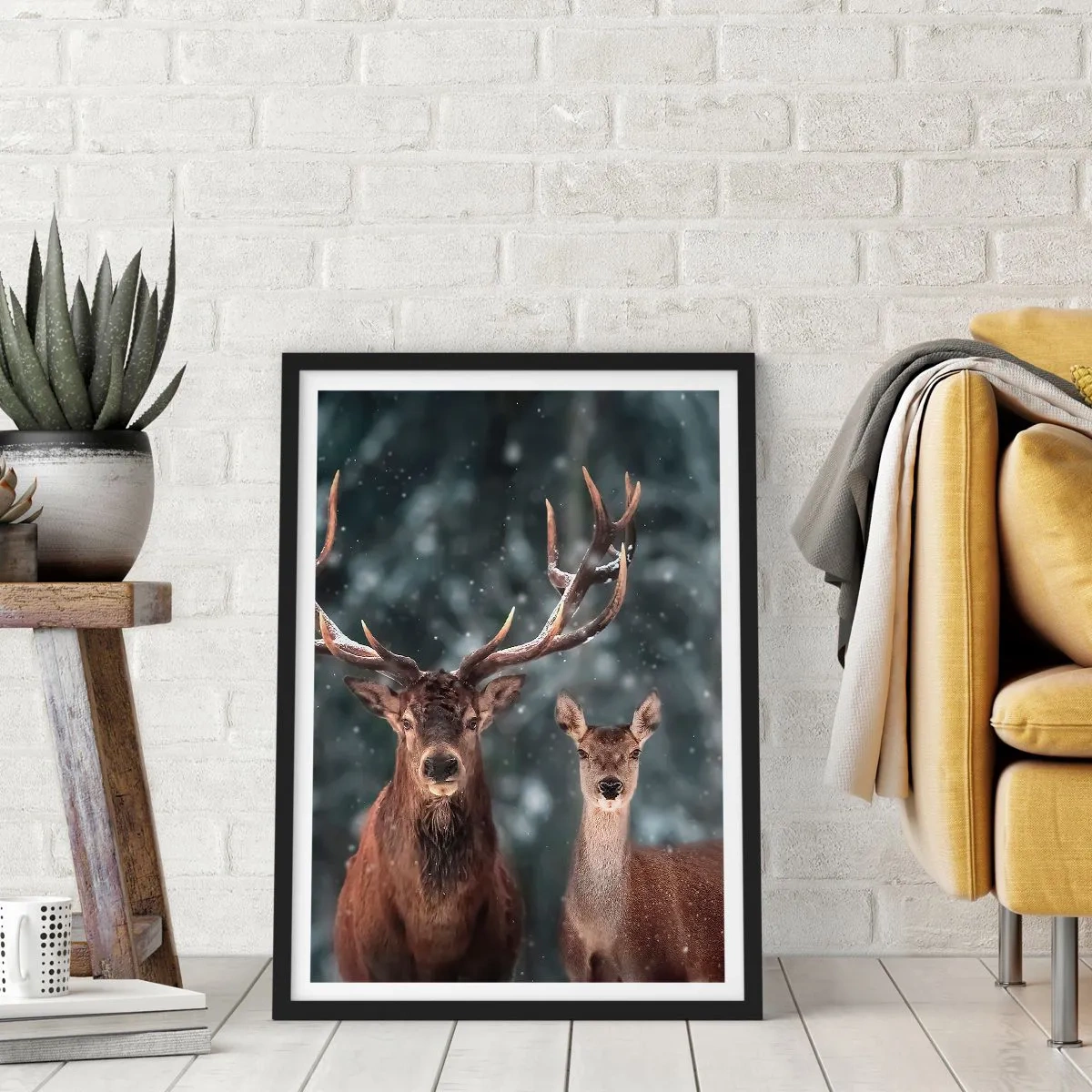 Affiche dans un cadre noir - Poster - Le roi de la forêt avec sa femme - 30x40 cm