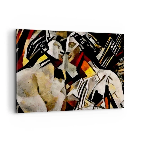 Impression sur toile - Image sur toile - Composition abstraite avec des silhouettes dans une forme dynamique - 100x70cm - Un baiser sculptural - Décoration murale moderne pour le salon et la chambre ARTTOR