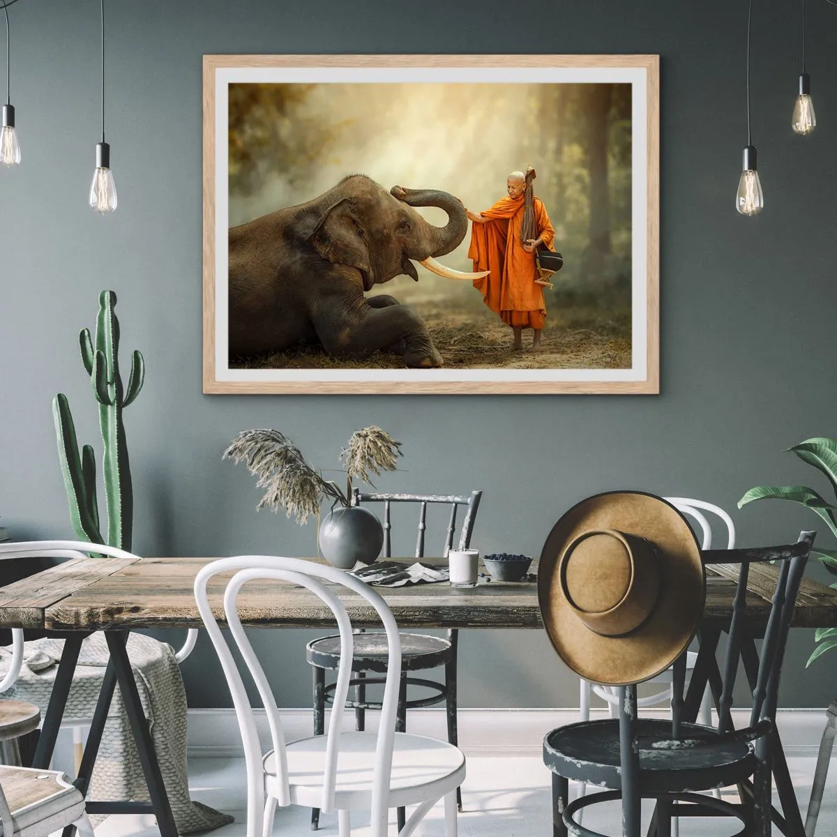 Affiche dans un chêne clair - Poster - Rencontre en voyageant - 40x30 cm