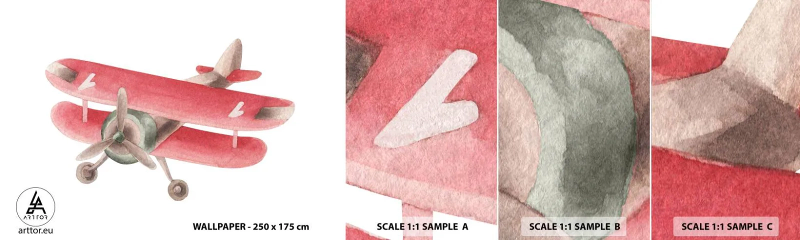 Échantillon de Papier Peint Autocollant Deluxe Sticker - Prêt pour les hauts vols - Avion, Enfants, Ancien - 100x30 cm
