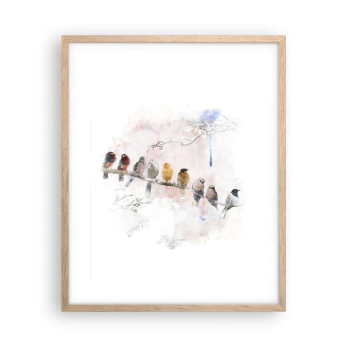 Affiche dans un chêne clair - Poster - Rencontre ailée - 40x50 cm