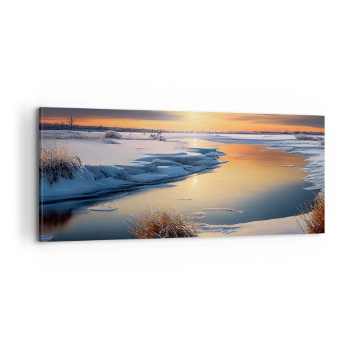 Impression sur toile - Image sur toile - Coucher de soleil d'hiver - 100x40 cm