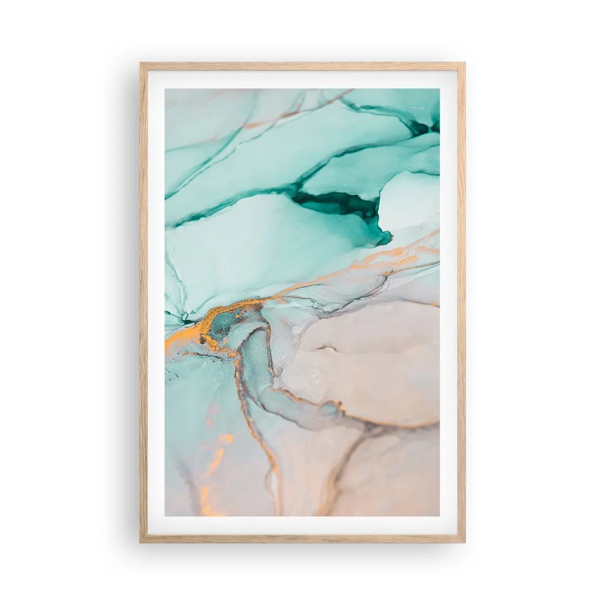 Affiche dans un chêne clair - Poster - Danse des formes et des couleurs - 61x91 cm