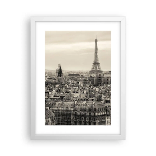 Affiche dans un cadre blanc - Poster - Sur les toits de Paris - 30x40 cm