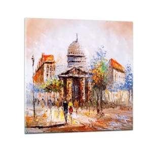 Impression sur verre - Image sur verre - Promenade à Paris - 40x40 cm