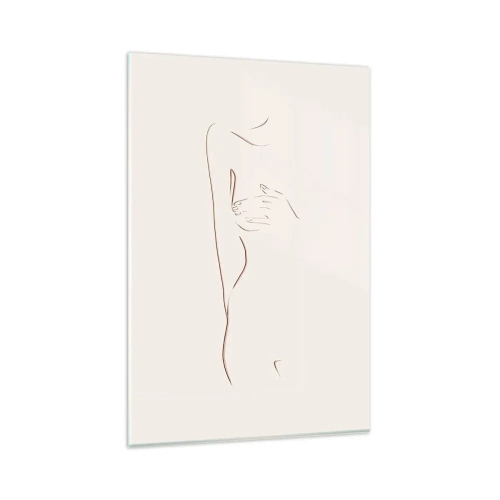 Impression sur verre - Image sur verre - Un dessin au trait subtil d'une silhouette sur un fond clair - 80x120cm - La forme du désir - Décoration murale moderne pour le salon et la chambre ARTTOR