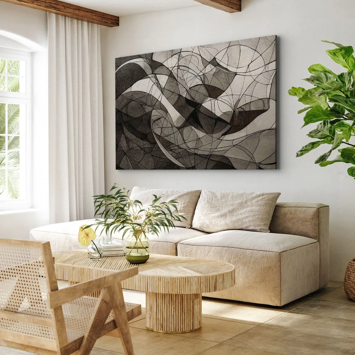 Impression sur toile - Image sur toile - Motif abstrait dans des tons marron et terreux - 70x50cm - Circulation des couleurs de la terre - Décoration murale moderne pour le salon et la chambre ARTTOR