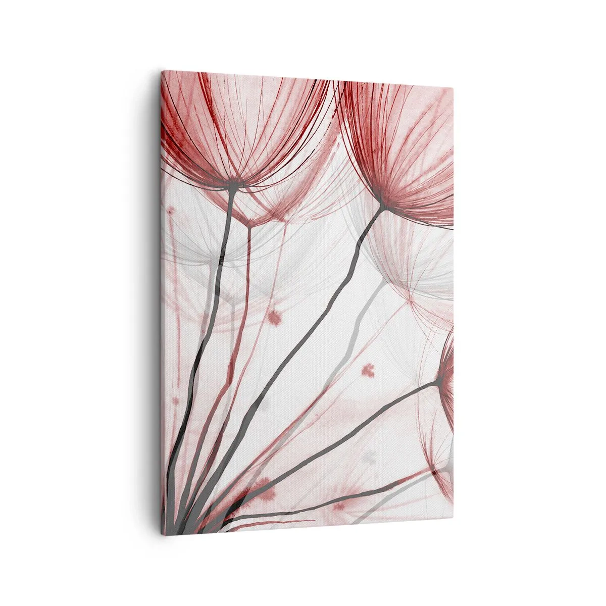 Impression sur toile - Image sur toile - Fleurs délicates dans des tons de rouge sur fond clair - 50x70cm - Avant le départ - Décoration murale moderne pour le salon et la chambre ARTTOR