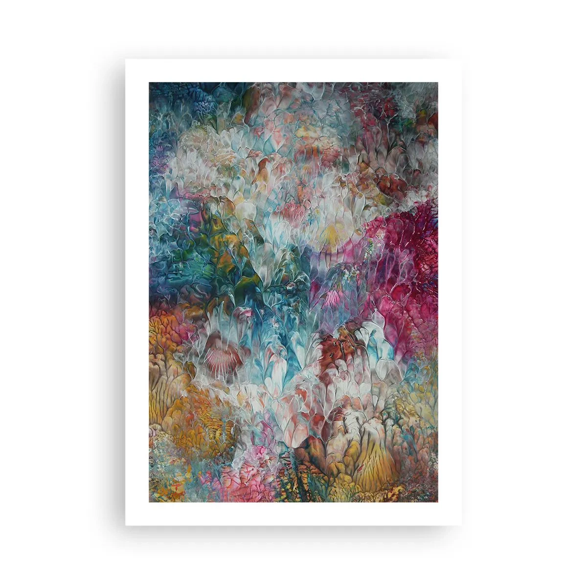 Affiche - Poster - Une composition abstraite ressemblant à des fleurs en fleurs - 50x70cm - En pleine floraison - Décoration murale moderne pour le salon et la chambre ARTTOR