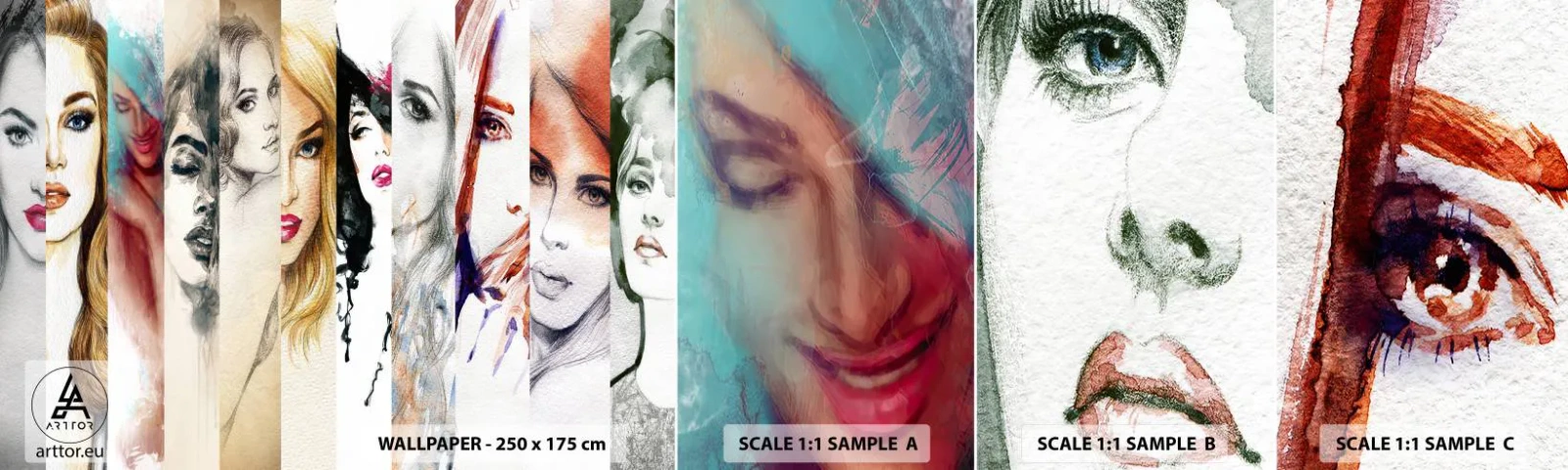 Échantillon De Papier Peint Standard Eco - Et c'est toujours TOI - Femme, Visage de femme, Portrait - 100x30 cm