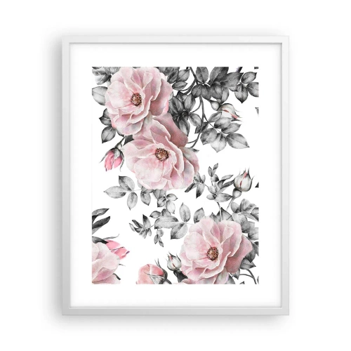 Affiche dans un cadre blanc - Poster - Se perdre dans les fleurs des roses - 40x50 cm
