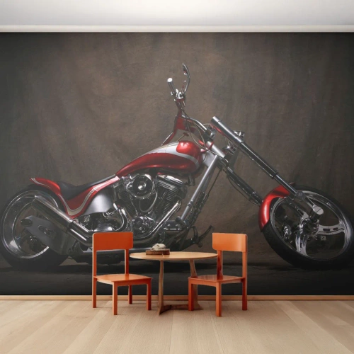 Papier Peint Photo Standard Eco - Beauté rouge-argent - Moto, Hachoir, Automobile - 200x140 cm
