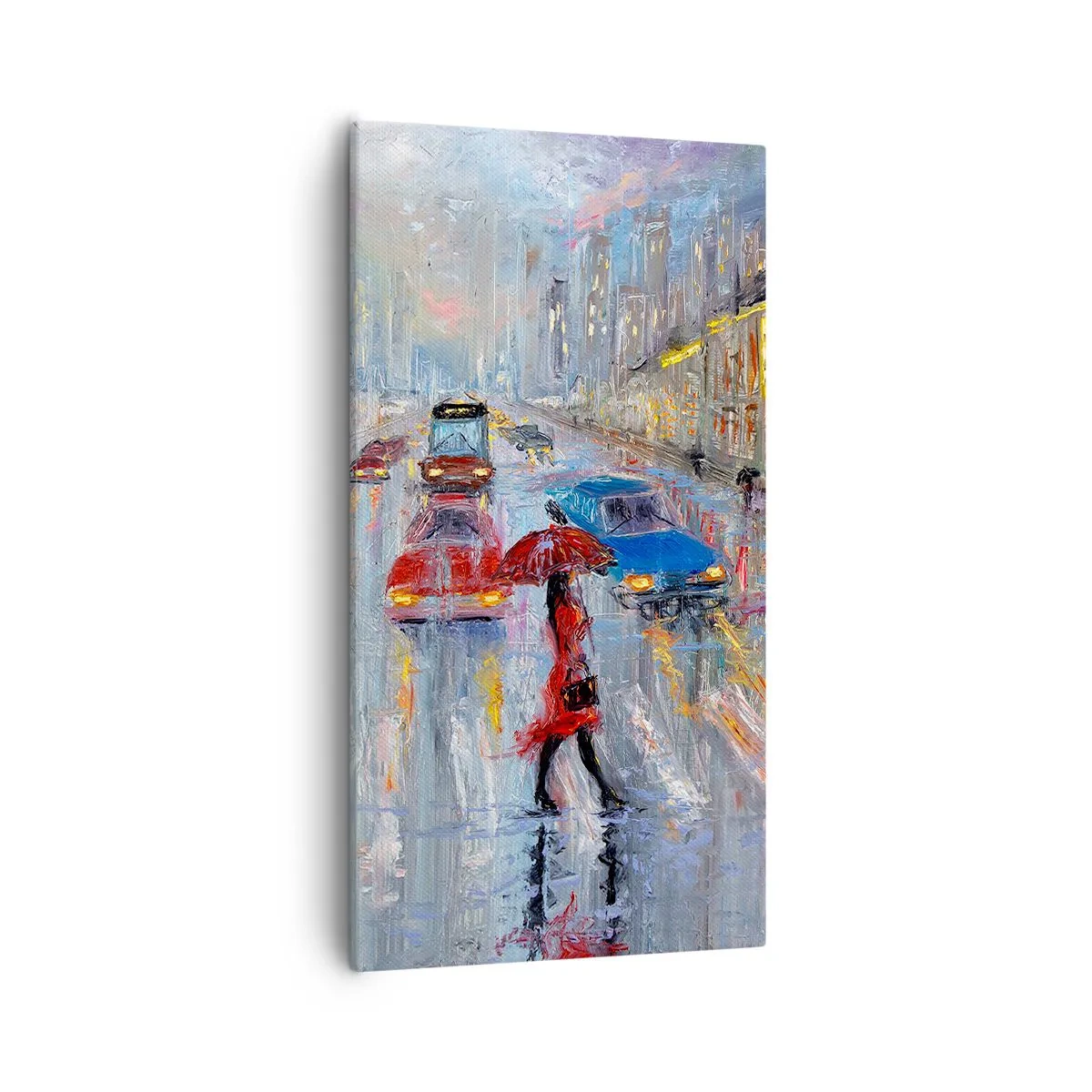 Impression sur toile - Image sur toile - Après-midi pluvieux en ville - 55x100 cm