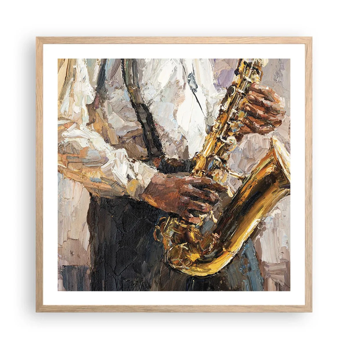 Affiche dans un chêne clair - Poster - C'est l'heure du solo - 60x60 cm