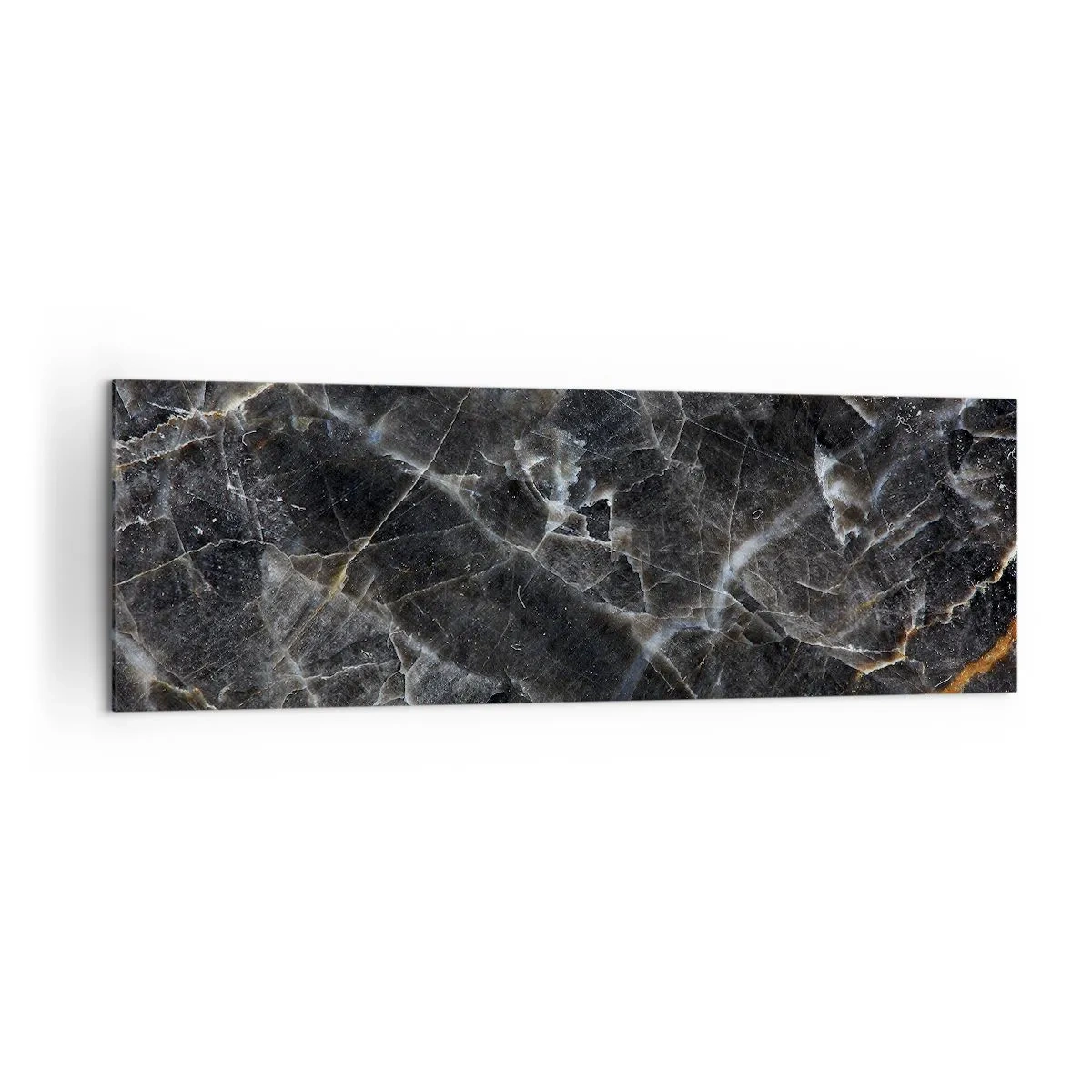 Impression sur toile - Image sur toile - Détails noirs et dorés de la surface en marbre - 160x50cm - La vie intérieure de la pierre - Décoration murale moderne pour le salon et la chambre ARTTOR