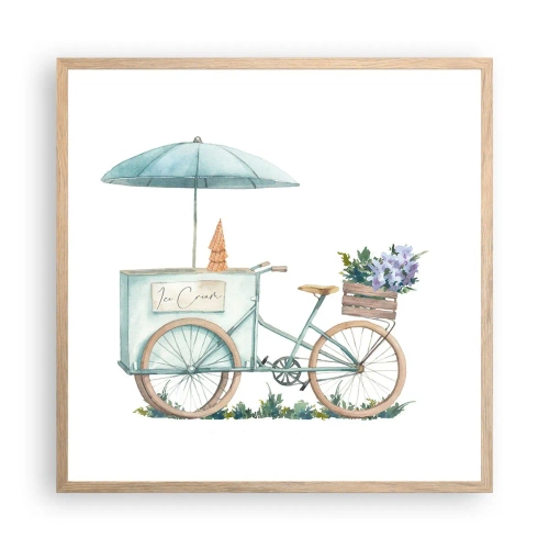 Affiche dans un chêne clair - Poster - Doux souvenir d'été - 60x60 cm