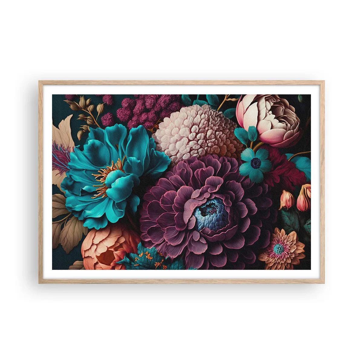 Affiche dans un chêne clair - Poster - La nature en abondance - 100x70 cm