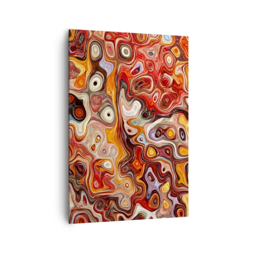 Impression sur toile - Image sur toile - Une composition abstraite dans des tons chauds de rouge, d'orange et de jaune. - 70x100cm - Si les noix fondaient dans du miel - Décoration murale moderne pour le salon et la chambre ARTTOR