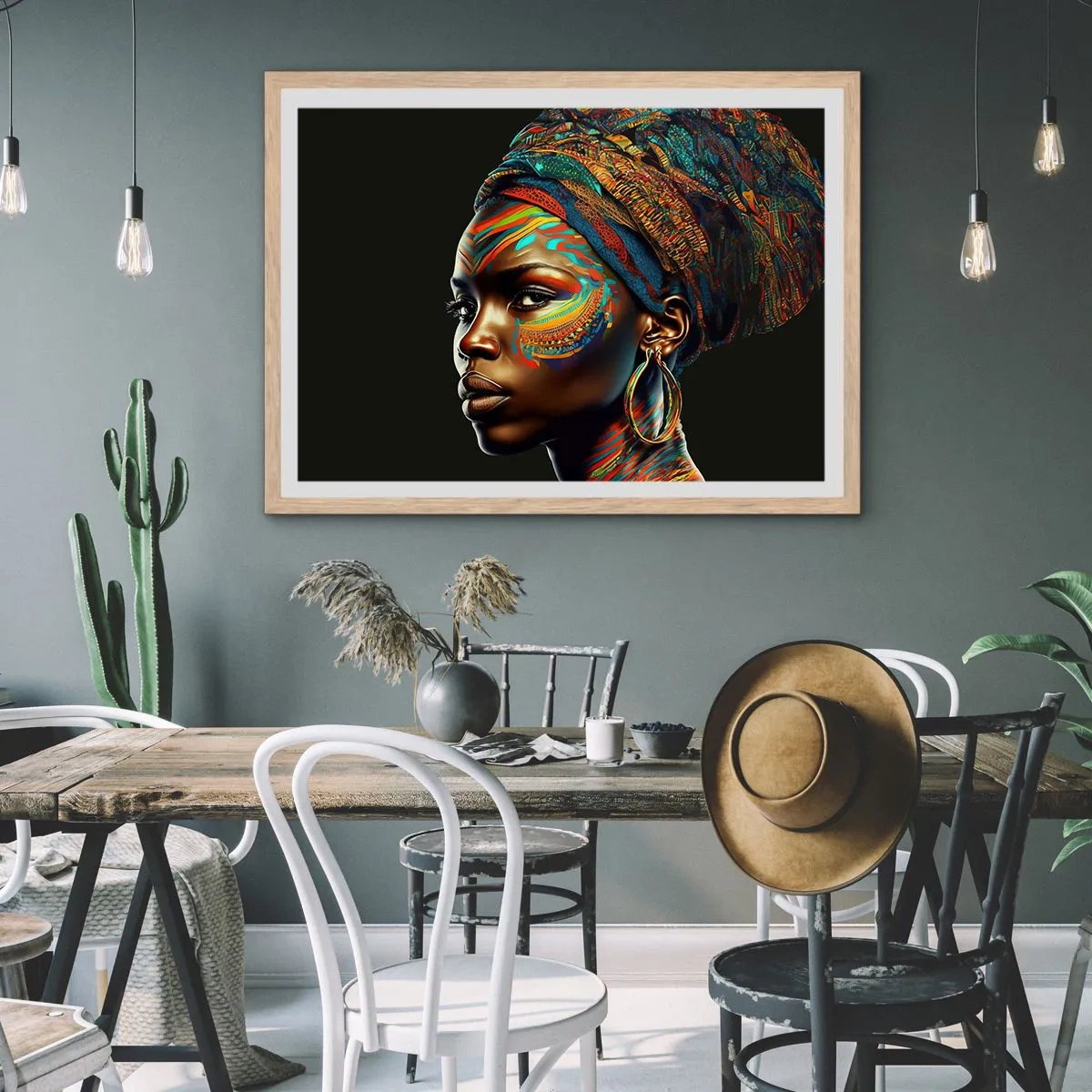 Affiche dans un chêne clair - Poster - reine africaine - 91x61 cm
