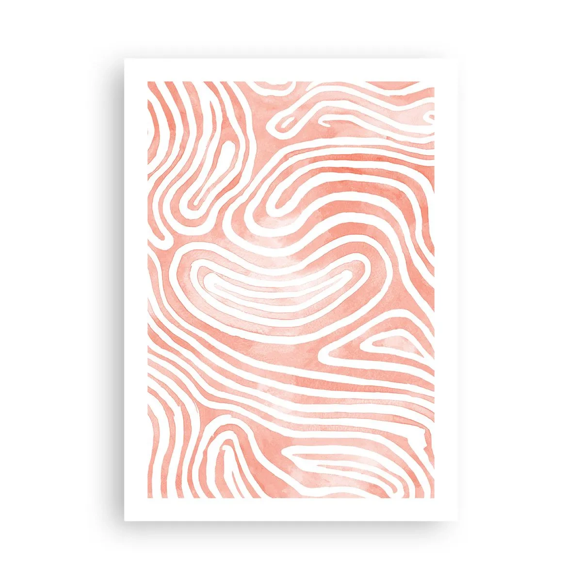 Affiche - Poster - Lignes abstraites dans les tons saumon et blanc - 50x70cm - Dans le labyrinthe de corail - Décoration murale moderne pour le salon et la chambre ARTTOR