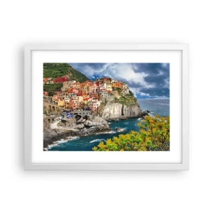 Affiche dans un cadre blanc - Poster - Un groupe embrassant les rochers - 40x30 cm