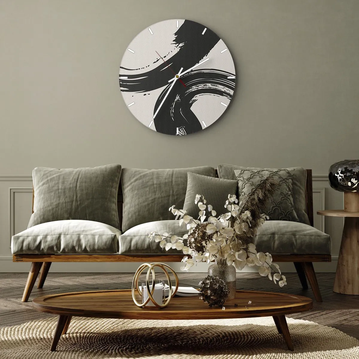 Horloge murale - Pendule murale - Balayage circulaire - 30x30 cm