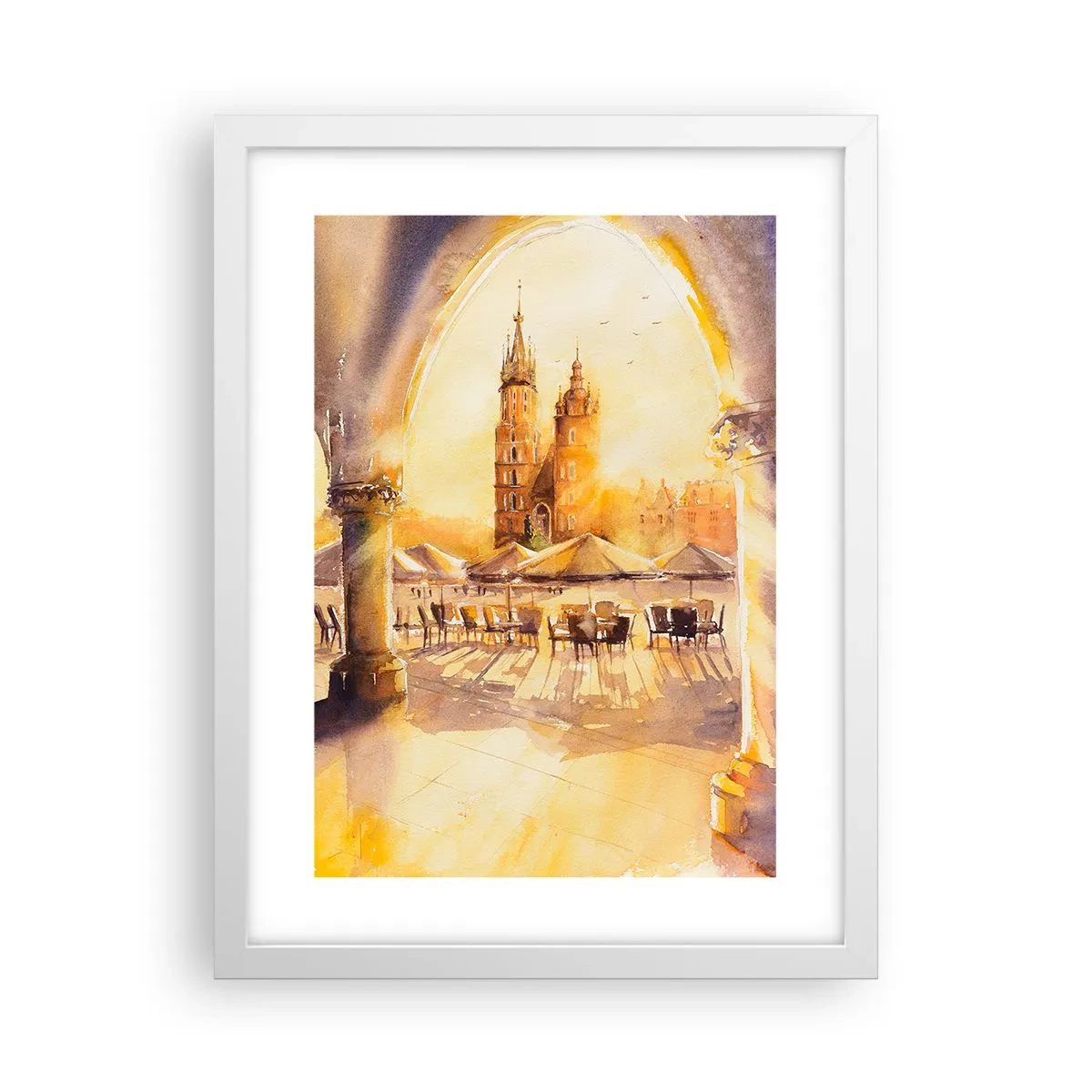 Affiche dans un cadre blanc - Poster - À l'est, sur la place du marché de Cracovie - 30x40 cm