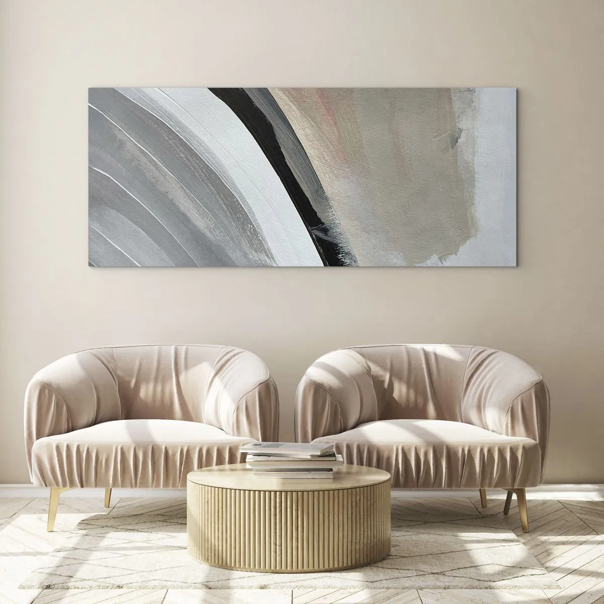 Impression sur verre - Image sur verre - Composition : arc de noir et gris - 100x40 cm