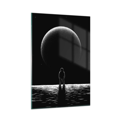 Impression sur verre - Image sur verre - Un astronaute avec en arrière-plan une grande planète dans l'espace - 80x120cm - Face à face - Décoration murale moderne pour le salon et la chambre ARTTOR