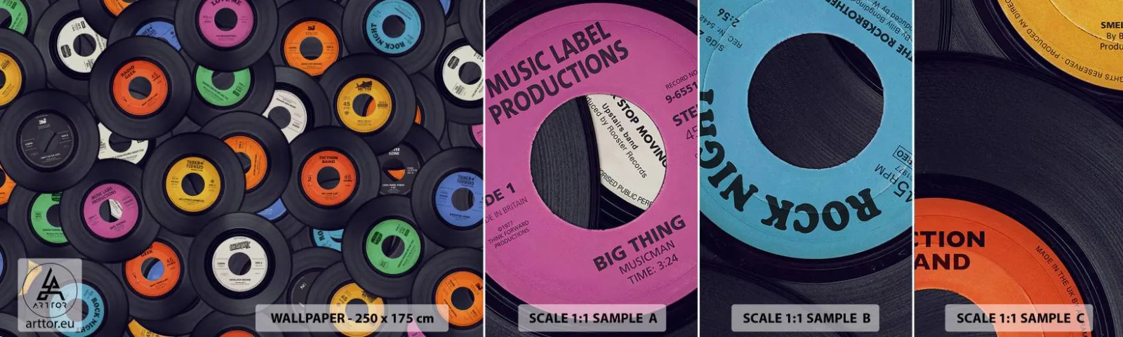 Échantillon De Papier Peint Standard Eco - Couleurs des classiques - Vinyle, Musique, Ancien - 100x30 cm