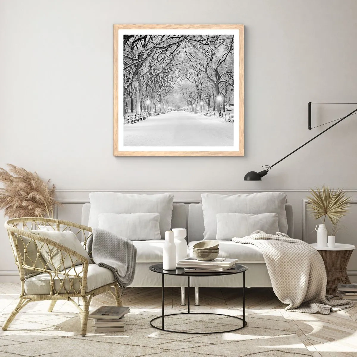 Affiche dans un chêne clair - Poster - Les quatres saisons – l’hiver - 60x60 cm