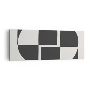 Impression sur toile - Image sur toile - Formes géométriques abstraites en noir et blanc - 140x50cm - Antithèse - Synthèse - Décoration murale moderne pour le salon et la chambre ARTTOR