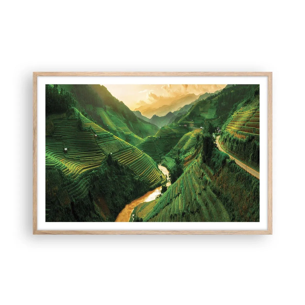 Affiche dans un chêne clair - Poster - Vallée vietnamienne - 91x61 cm