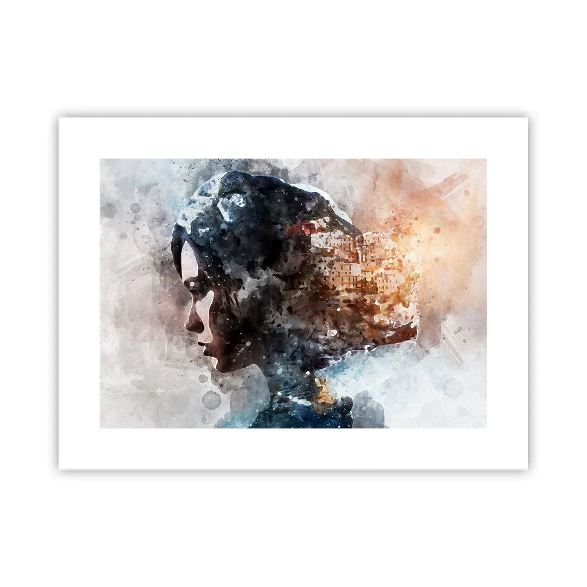 Affiche - Poster - L'histoire d'une fille avec une ville en arrière-plan - 40x30 cm